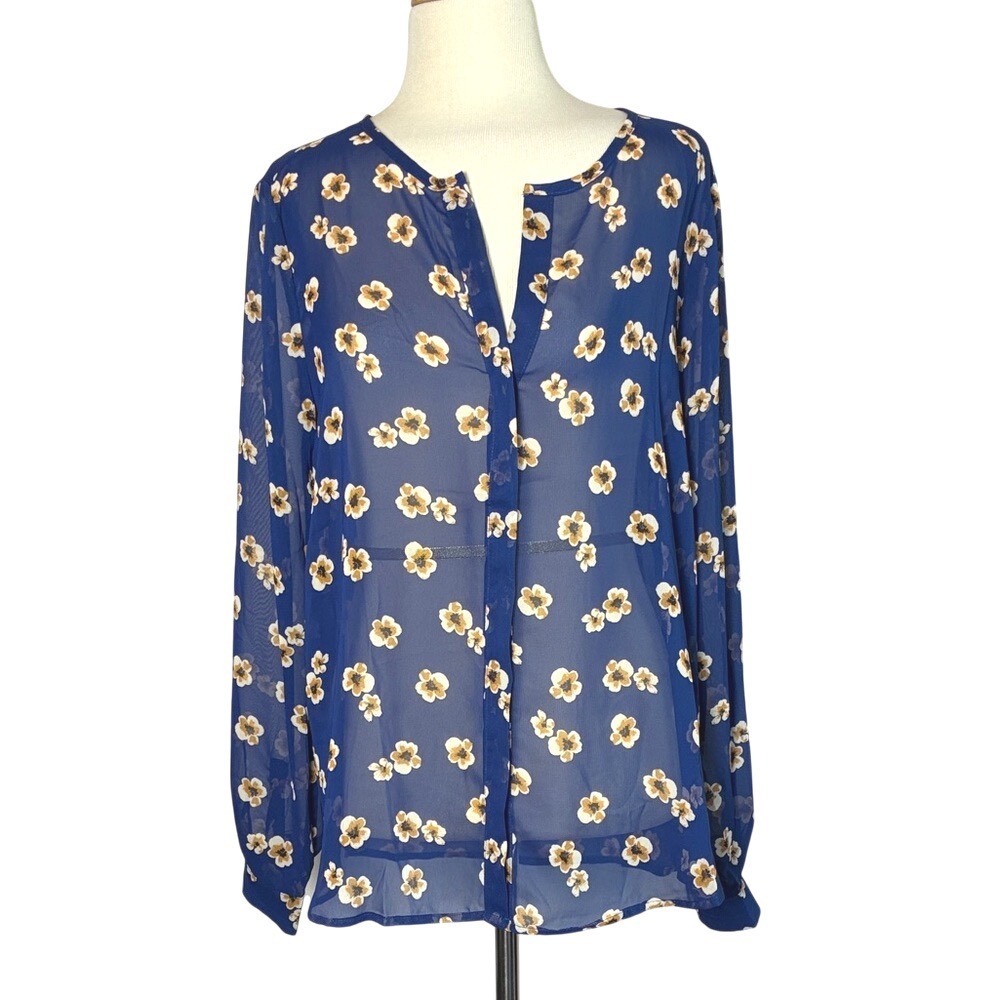 Lumiere Blue Floral Sheer Blouse